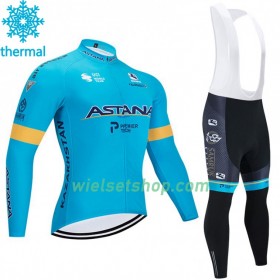 Fietskleding (Fietsshirt Lange Mouw + Lange Koersbroek) 2020 Astana Pro Team N001 Winter Thermal Fleece